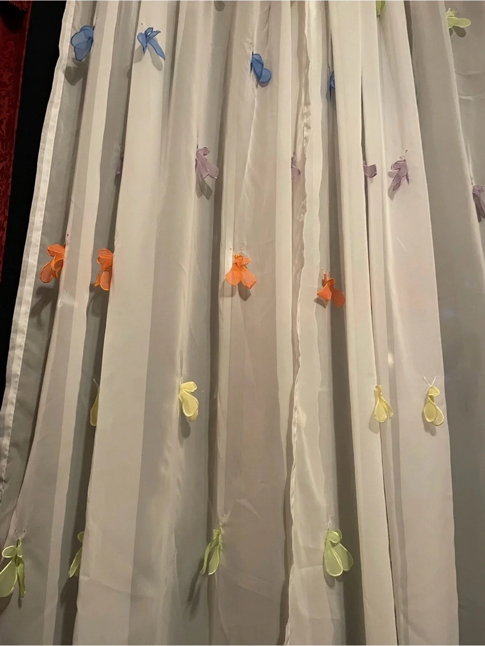 Sheer White Curtains with Multicolor Butterflies